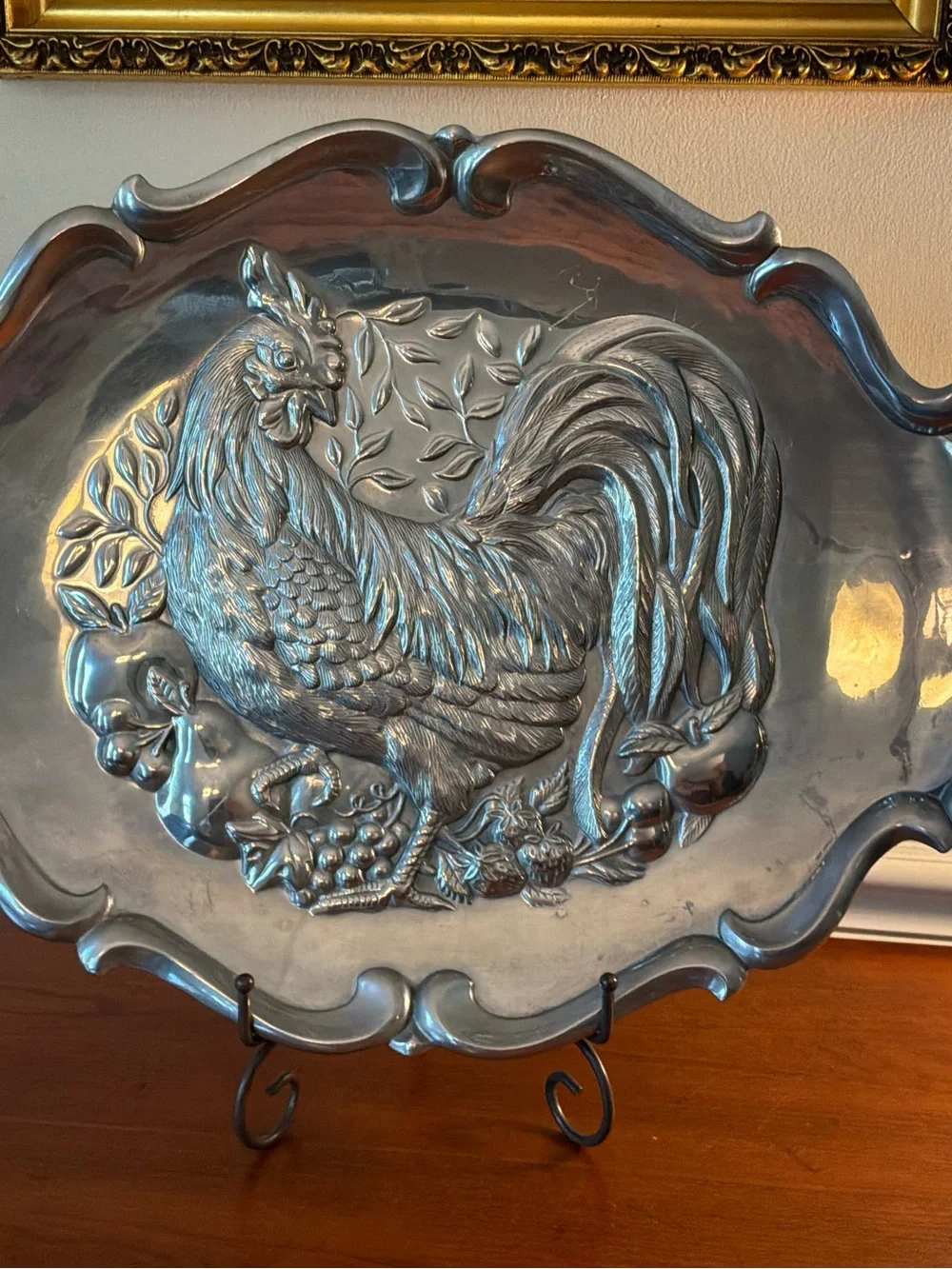 Lenox Pewter Rooster Serving Platter Tray 23.5 by 15.5